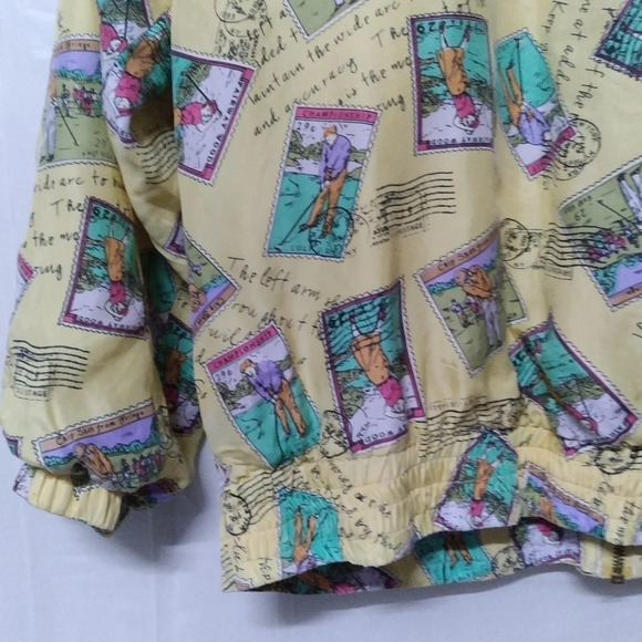 Vintage Mureli Golf Stamp Print Silk 90s Bomber Jacket - Picture 11 of 12